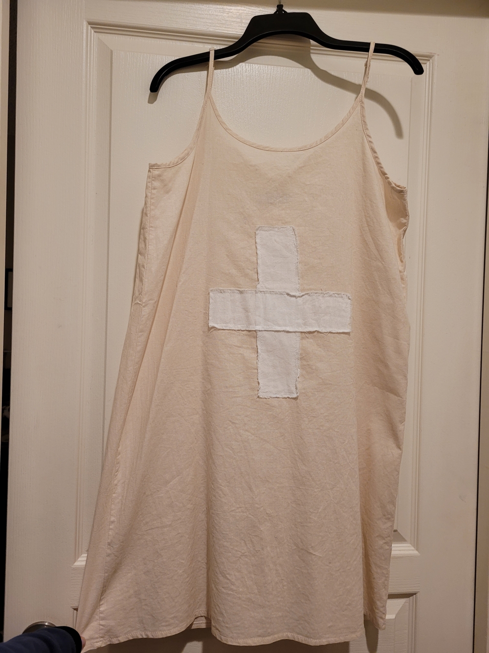MISSLOOK Cream Slip Dress with Cross Detail. Dress Only L